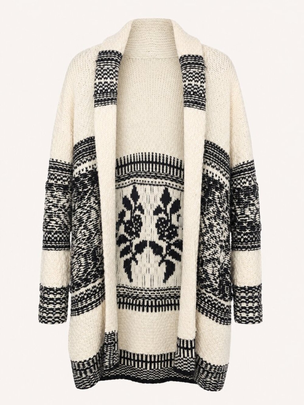 Lucky Brand Southwestern Fair Isle Shawl Collar Cardigan Sweater Medium
